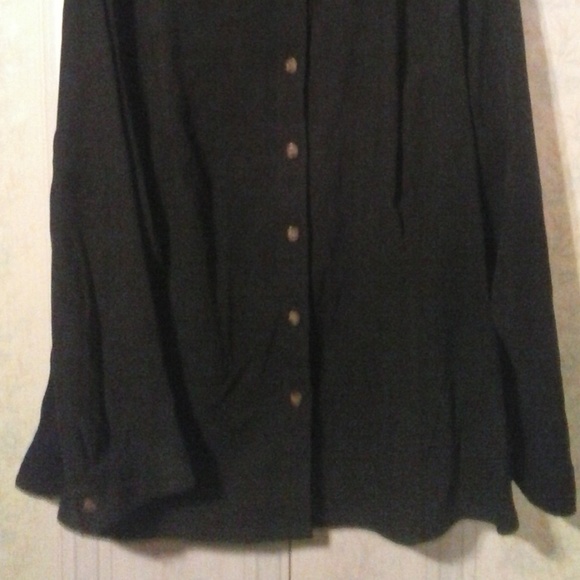 *WHITE STAG BLACK SOFT VELVET LONG SLEEVE SHIRT - Picture 2 of 6